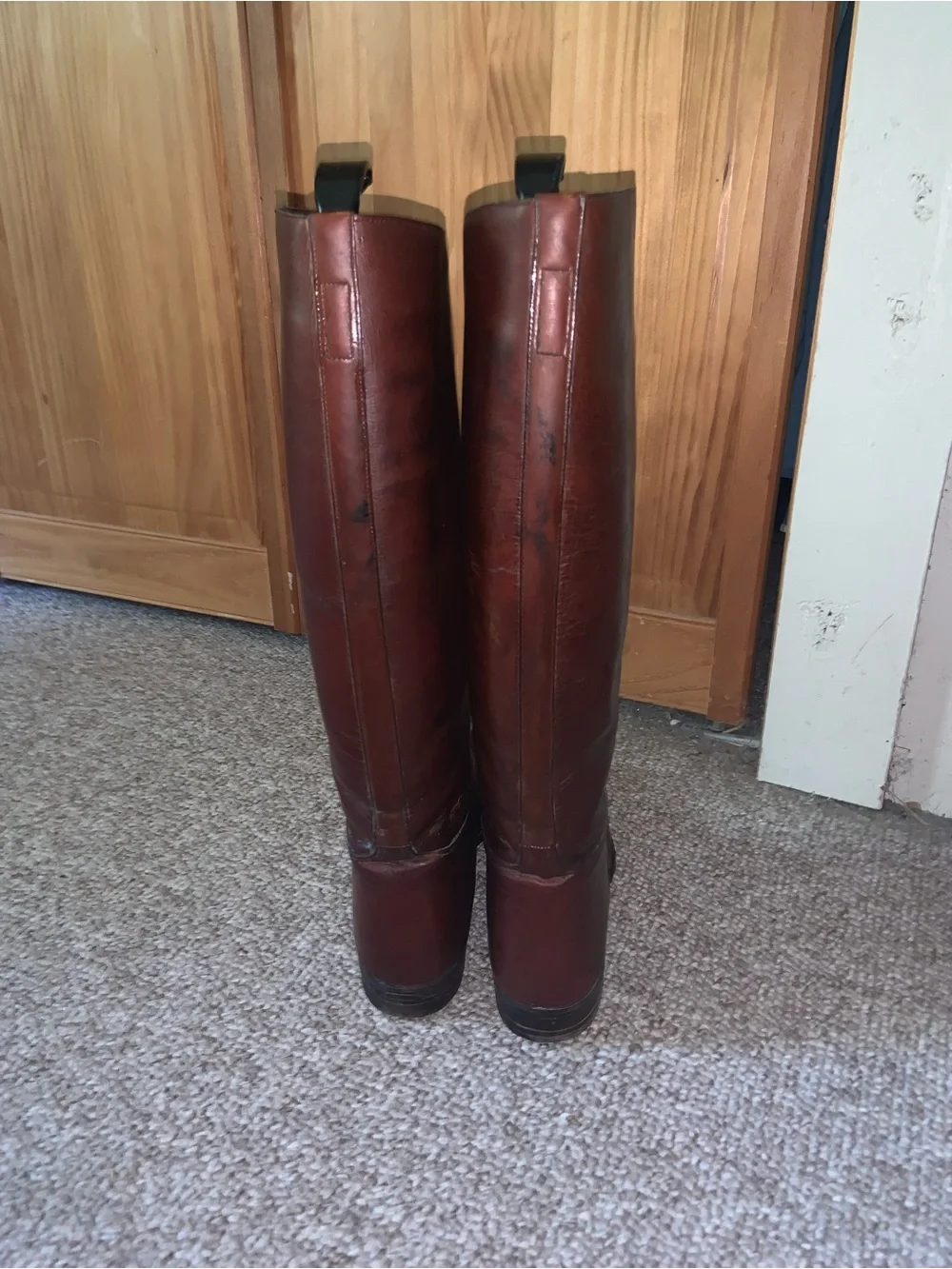 Women’s Tall Leather Riding Boots - Brown vintage fox hunting